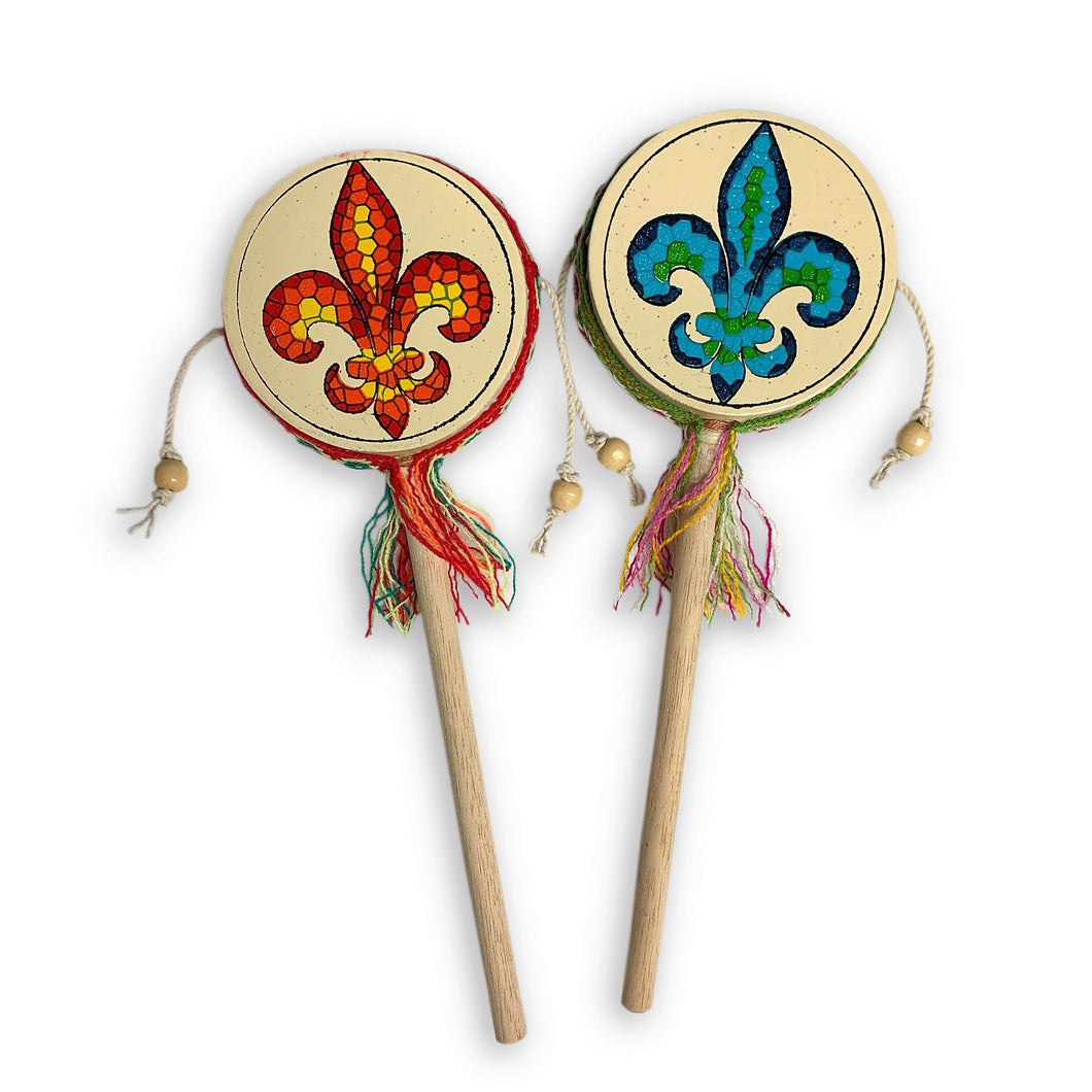 Red Fleur-de-Lis Twirl Drum - Made in Peru
