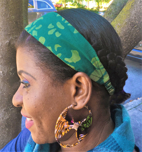 Headband - Green Fleur-de-Lis Organic Cotton - Global Mamas (A)